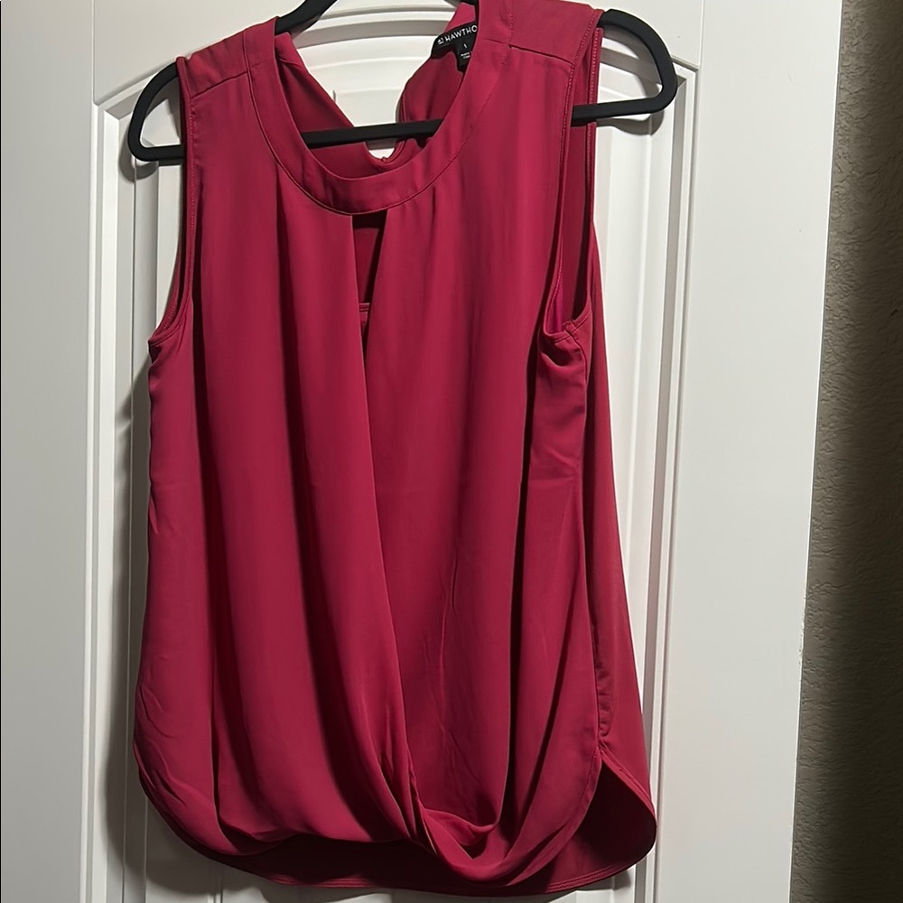 41 Hawthorn Red Draped Sleeveless Blouse